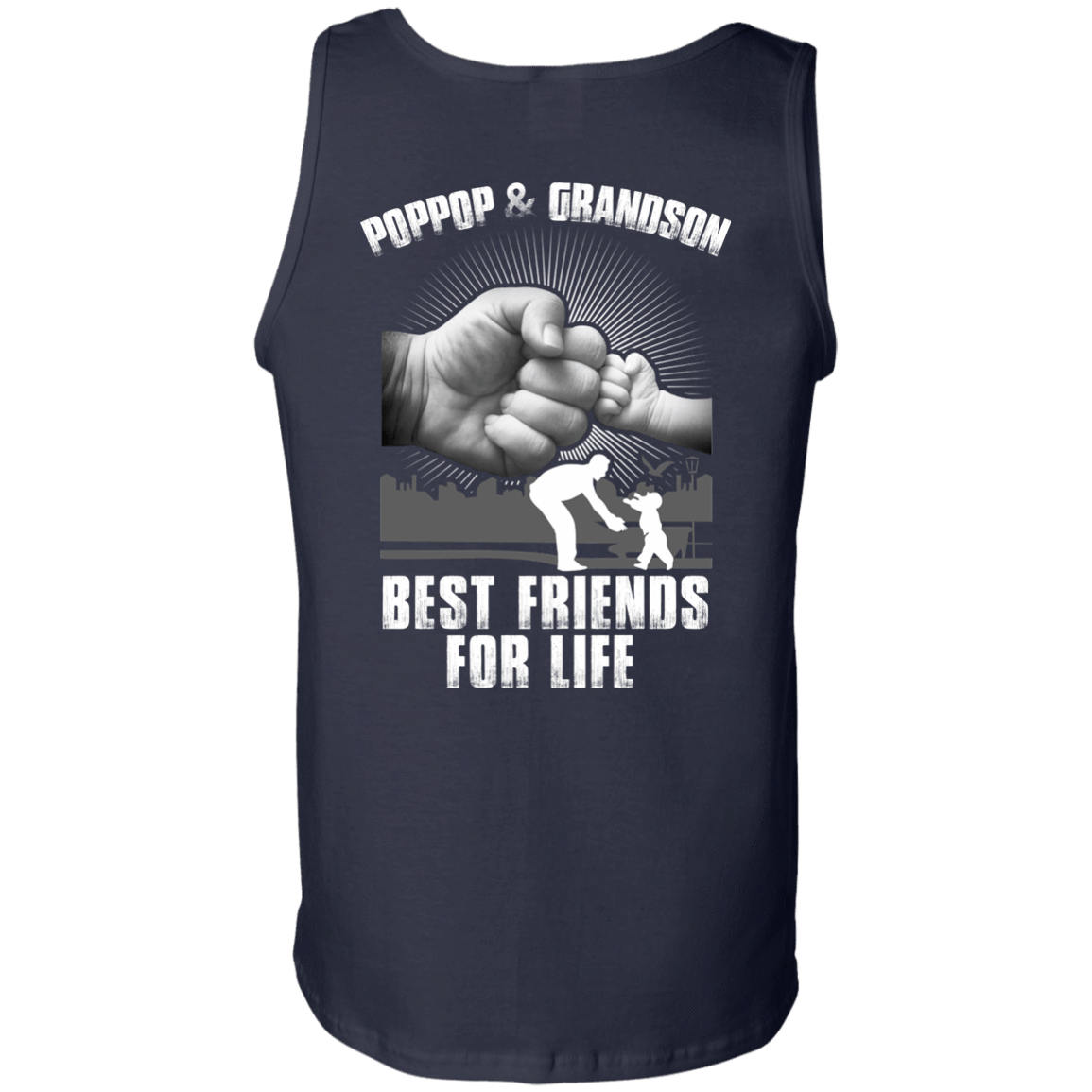 Poppop And Grandson Best Friends For Life-T-Shirt & Hoodie-Unisex Tank-Navy