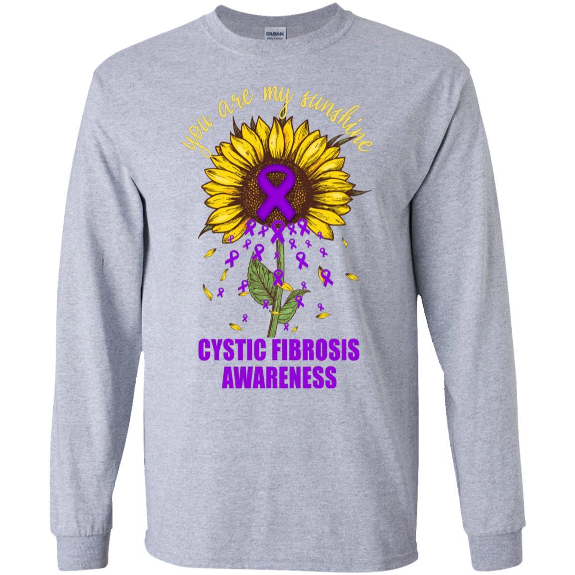 You Are My Sunshine Cystic Fibrosis Awareness-T-Shirt & Hoodie-Long Sleeve T-Shirt-Sport Grey