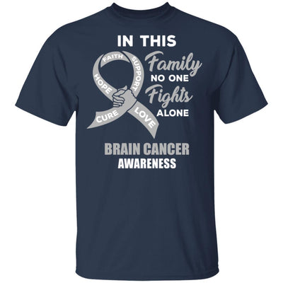 In This School No One Fights Brain Cancer Awareness Alone-T-Shirt & Hoodie-Classic T-Shirt-Navy