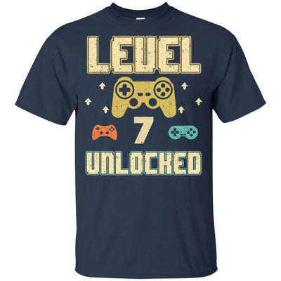 Level 7 Unlocked Video Gamer 7th Birthday Gift Youth-Youth Shirt-Youth T-Shirt-Navy