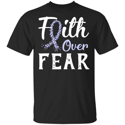 Stomach Cancer Awareness Periwinkle Faith Over Fear-T-Shirt & Hoodie-Classic T-Shirt-Black