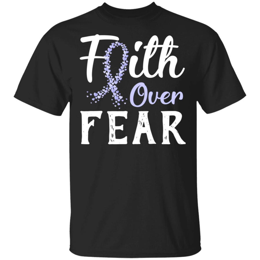 Stomach Cancer Awareness Periwinkle Faith Over Fear-T-Shirt & Hoodie-Classic T-Shirt-Black