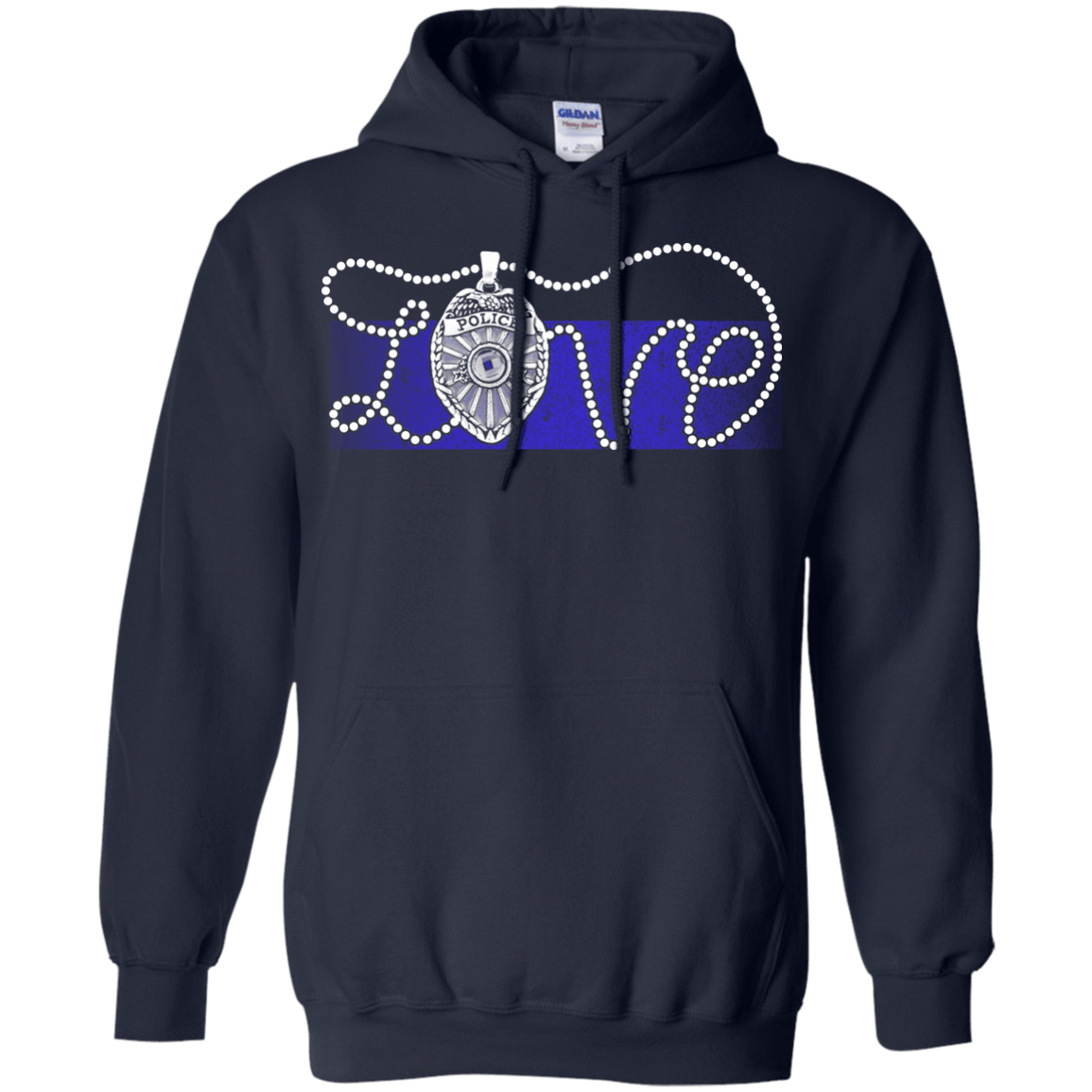 Love Thin Blue Line-T-Shirt & Hoodie-Pullover Hoodie-Navy