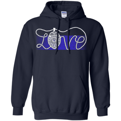 Love Thin Blue Line-T-Shirt & Hoodie-Pullover Hoodie-Navy