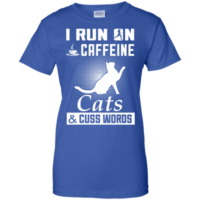 I Run On Caffeine Cats And Cuss Words-T-Shirt & Hoodie-Women's T-Shirt-Royal