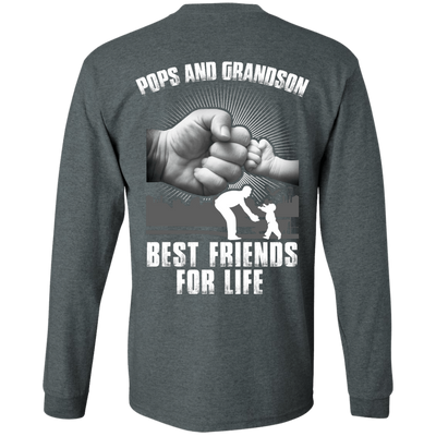 Pops And Grandson Best Friends For Life-T-Shirt & Hoodie-Long Sleeve T-Shirt-Dark Heather