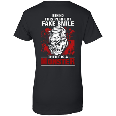 Behind This Perfect Fake Smile There Is A Monster T Shirt-T-Shirt & Hoodie-Women's T-Shirt-Black