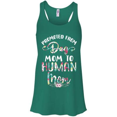 Floral Promoted From Dog Mom To Human Mom Gift-T-Shirt & Tank Top-Women's Flowy Racerback Tank-Kelly Green