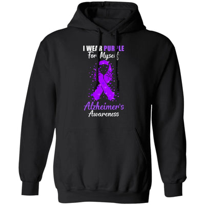 I Wear Purple For Myself Support Alzheimer's Awareness-T-Shirt & Hoodie-Pullover Hoodie-Black