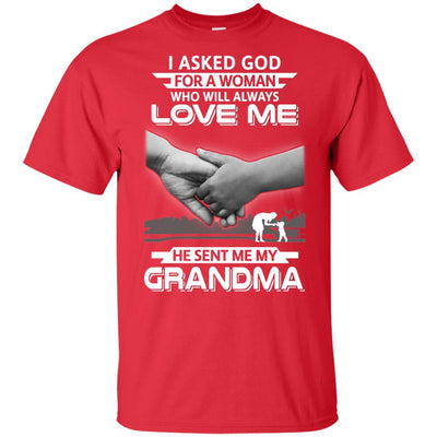 I Asked God For A Woman Who Always Love Me Grandma Youth-Youth Shirt-Youth T-Shirt-Red
