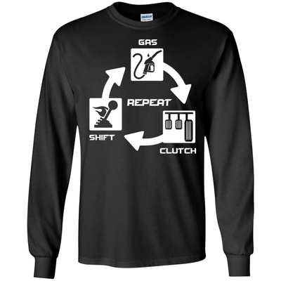 Gas Clutch Shift Repeat-T-Shirt & Hoodie-Long Sleeve T-Shirt-Black