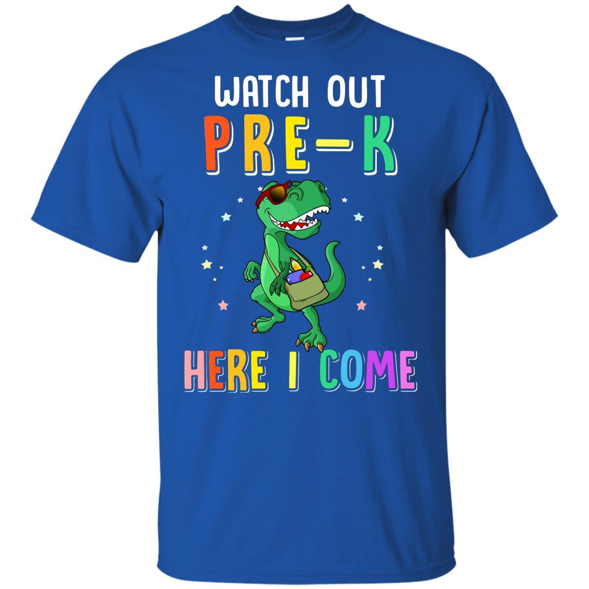 Pre-K Here I Come Dinosaur Back To School Youth-Youth Shirt-Youth T-Shirt-Royal