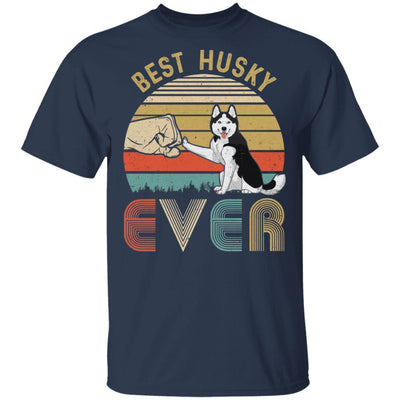 Vintage Best Husky Dad Ever Bump Fit Funny Dad Gifts-T-Shirt & Hoodie-Classic T-Shirt-Navy