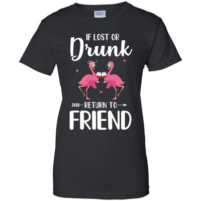 Flamingo If I Lost Or Drunk Please Return To Friend-T-Shirt & Tank Top-Women's T-Shirt-Black