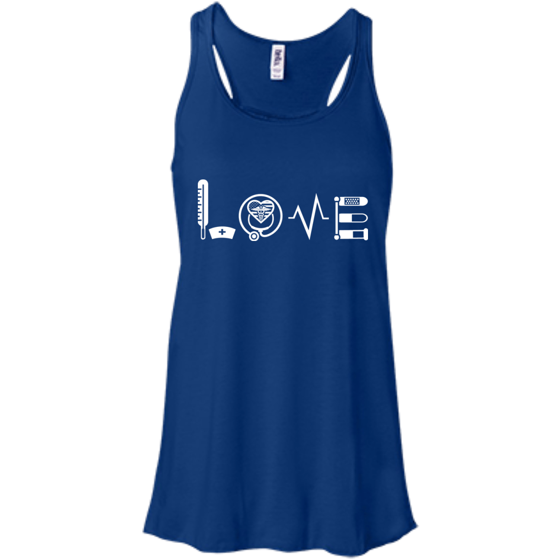 MY LOVE NURSING NURSE-T-Shirt & Hoodie-Women's Flowy Racerback Tank-True Royal