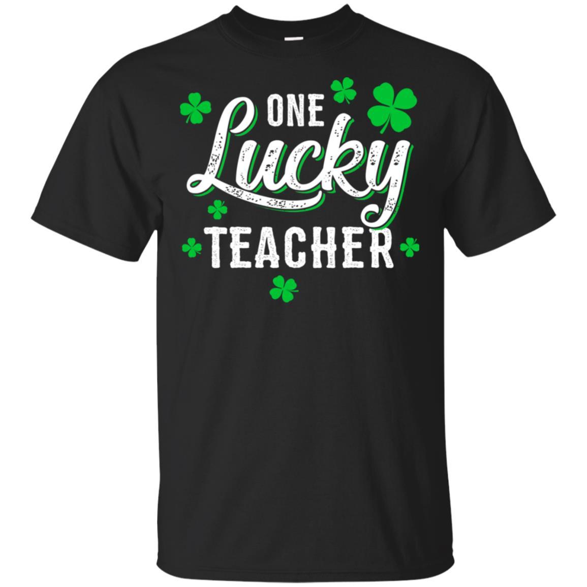 One Lucky Teacher Irish Shamrocks Funny St Patrick Day-T-Shirt & Hoodie-Classic T-Shirt-Black