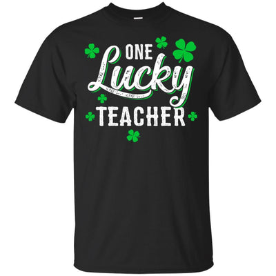 One Lucky Teacher Irish Shamrocks Funny St Patrick Day-T-Shirt & Hoodie-Classic T-Shirt-Black