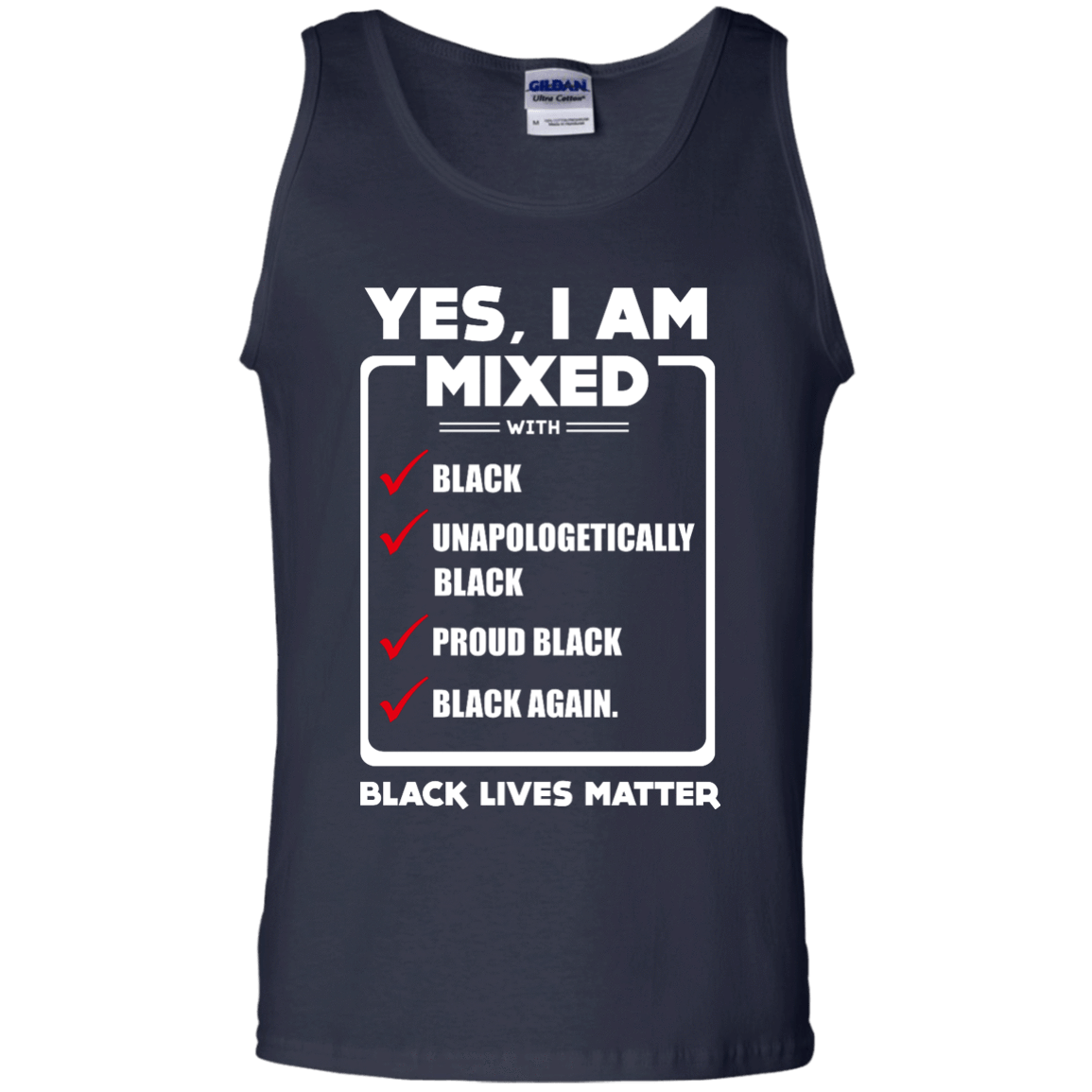 Yes, I Am Mixed Shirt, I'm mixed with Black-T-Shirt & Hoodie-Unisex Tank-Navy
