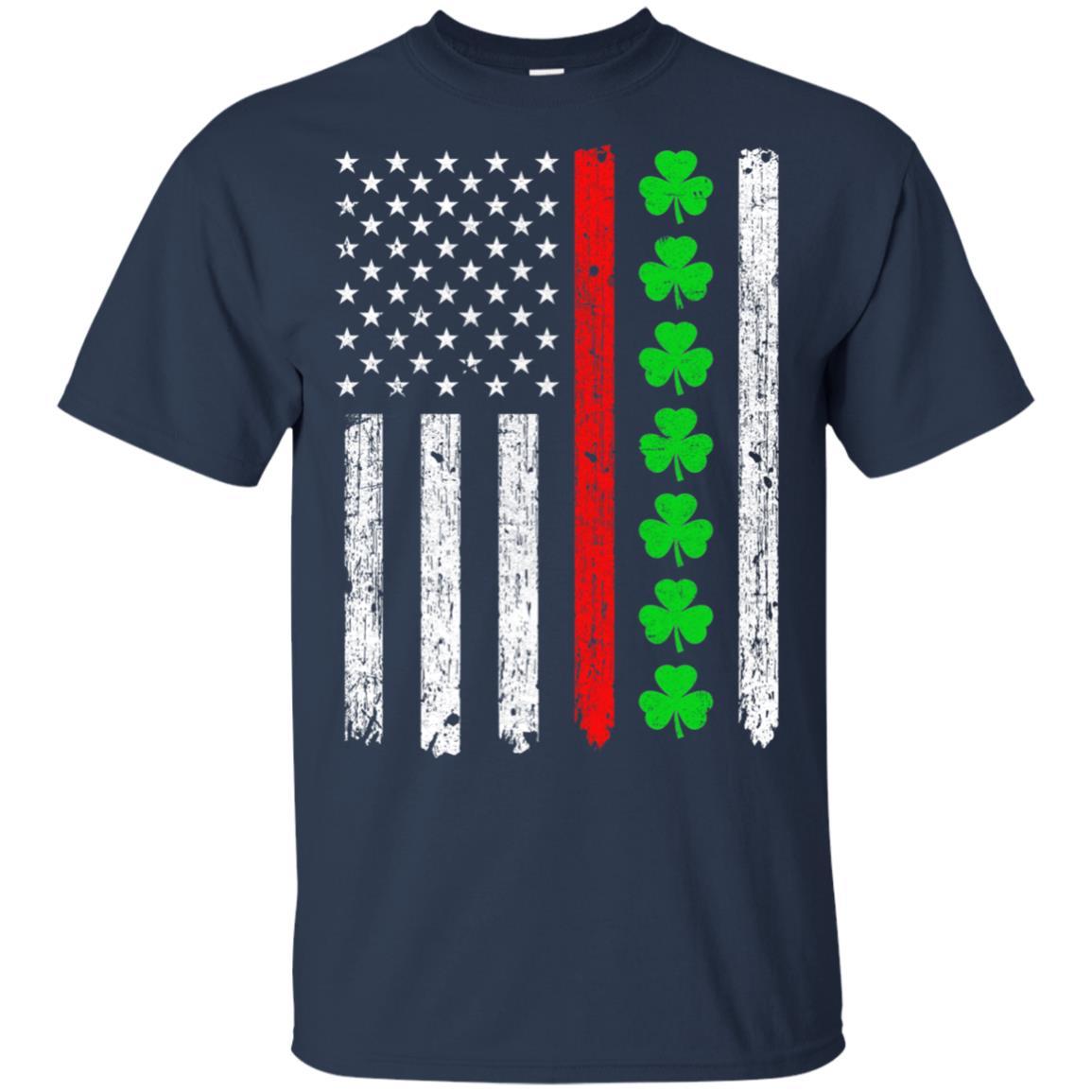 Thin Red Line Shamrock Irish St Patricks Day Fireman-T-Shirt & Hoodie-Classic T-Shirt-Navy