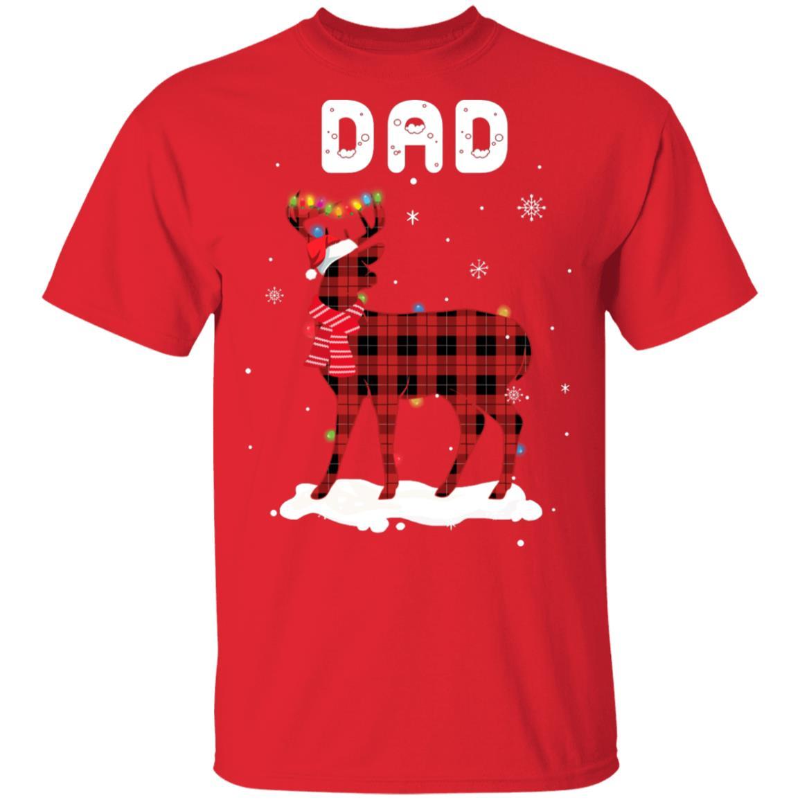 Dad Deer Red Plaid Christmas Family Matching Pajamas-T-Shirt & Sweatshirt-Classic T-Shirt-Red
