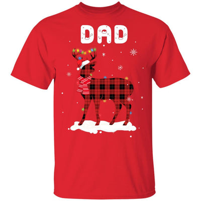 Dad Deer Red Plaid Christmas Family Matching Pajamas-T-Shirt & Sweatshirt-Classic T-Shirt-Red