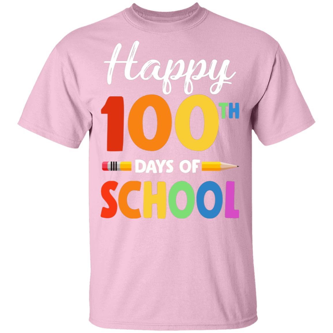 Happy 100th Day of School Teacher or Student Gift Youth-Youth Shirt-Youth T-Shirt-Light Pink