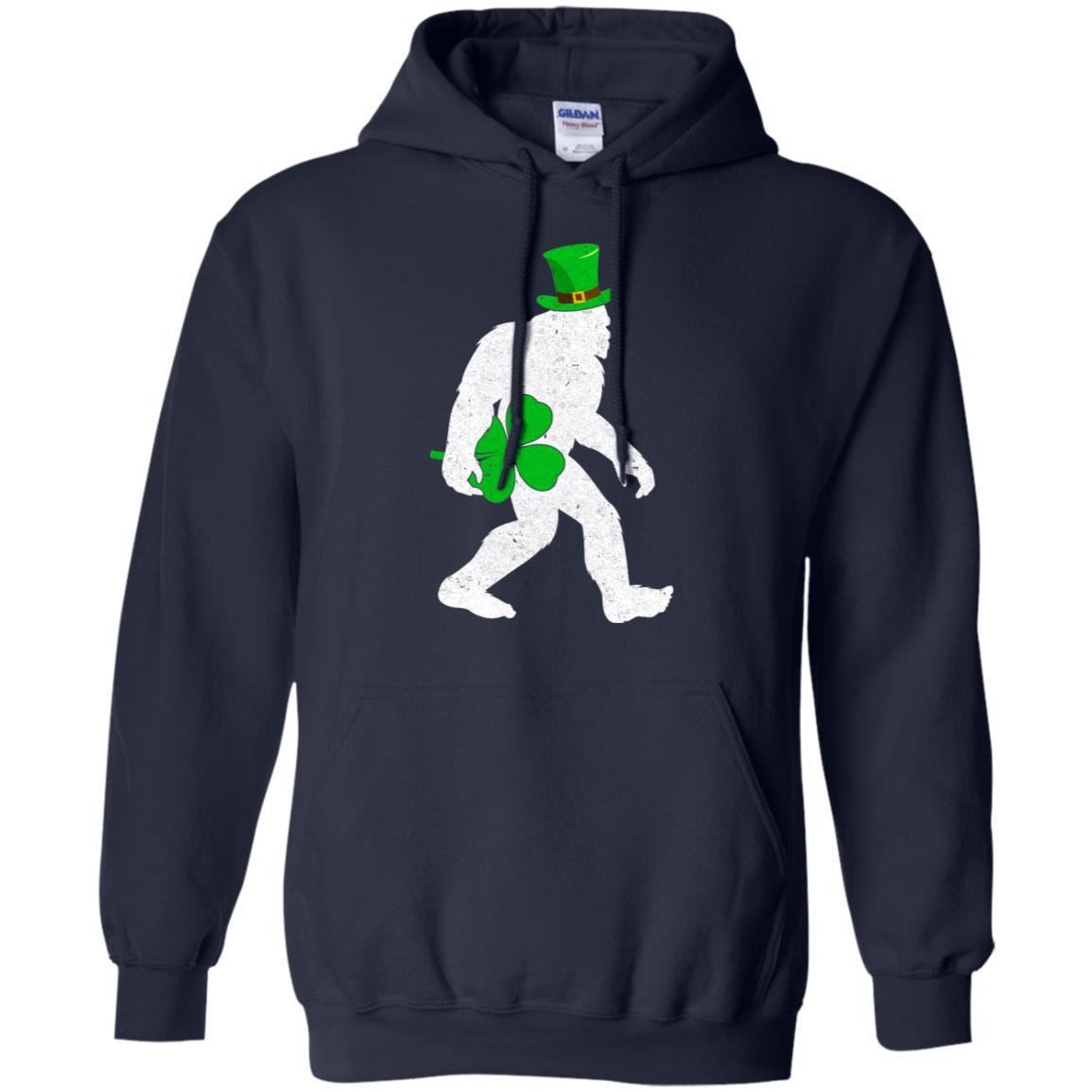 Shamrock Irish Bigfoot St Patrick's Day-T-Shirt & Hoodie-Pullover Hoodie-Navy