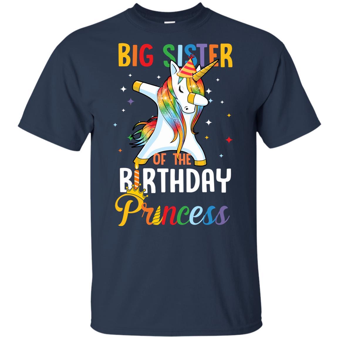 Proud Big Sister Of A Birthday Princess Unicorn Dab Youth-Youth Shirt-Youth T-Shirt-Navy