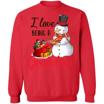 I Love Being A Grandma Snowman Gift For Christmas Day-T-Shirt & Sweatshirt-Crewneck Sweatshirt-Red