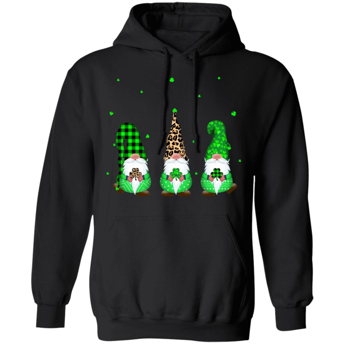 Leprechaun Irish Gnomes Leopard Plaid St Patrick's Day Gifts-T-Shirt & Hoodie-Pullover Hoodie-Black