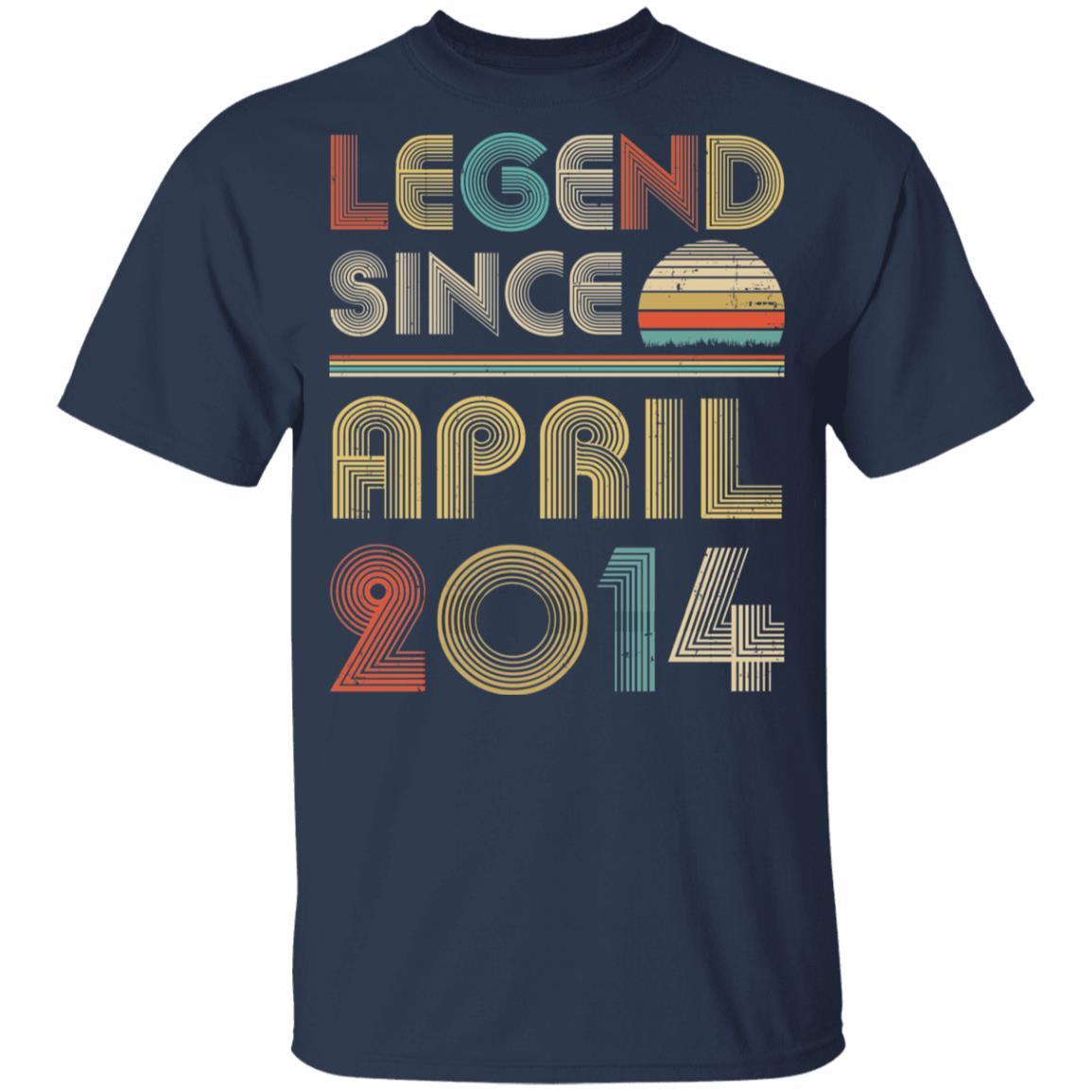 Legend Since April 2014 Vintage 7th Birthday Gifts Youth-Youth Shirt-Youth T-Shirt-Navy
