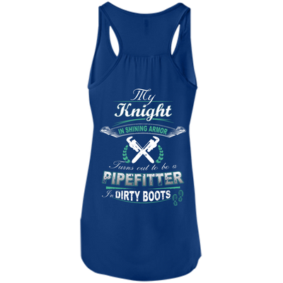 Turns Out To Be A PIPEFITTER In Dirty Boots-T-Shirt & Hoodie-Women's Flowy Racerback Tank-True Royal