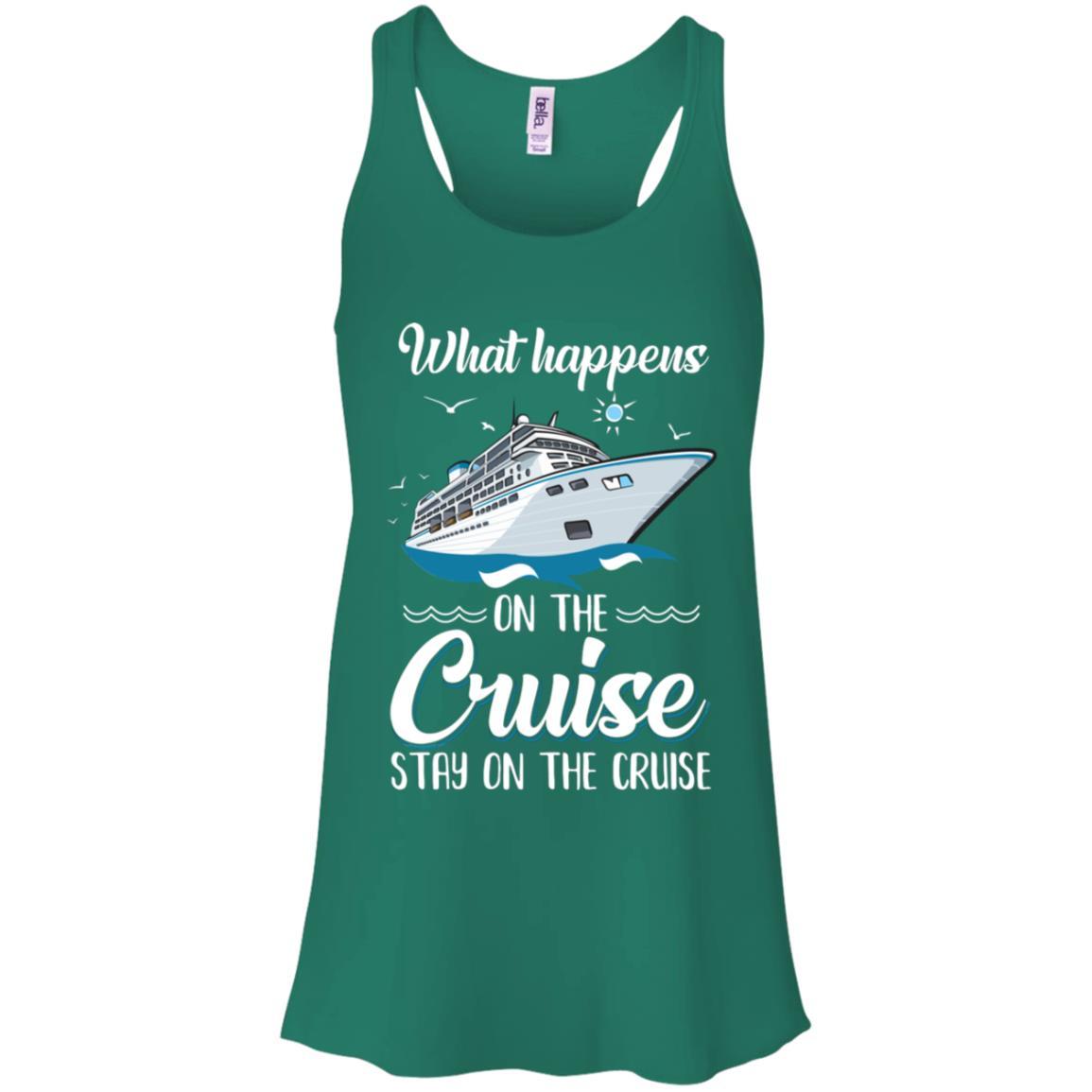 What Happens On The Cruise Stays On The Cruise Family-T-Shirt & Tank Top-Women's Flowy Racerback Tank-Kelly Green