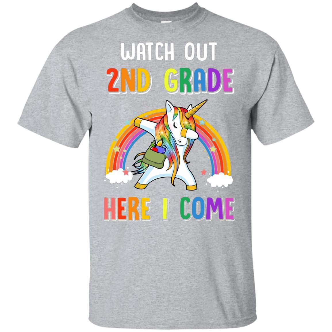 2nd Grade Here I Come Unicorn Back To School Youth-Youth Shirt-Youth T-Shirt-Sport Grey