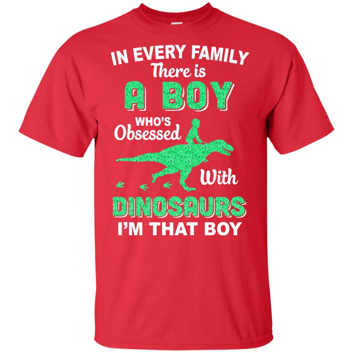 A Boy Who's Obsessed With Dinosaurs I Am That Boy Kids Youth-Youth Shirt-Youth T-Shirt-Red