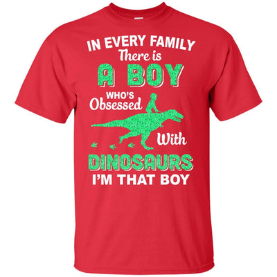 A Boy Who's Obsessed With Dinosaurs I Am That Boy Kids Youth-Youth Shirt-Youth T-Shirt-Red