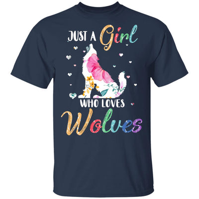 Just A Girl Who Loves Wolves Cute Wolve Lover-T-Shirt & Hoodie-Classic T-Shirt-Navy