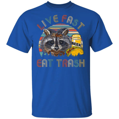 Live Fast Eat Trash Funny Raccoon Beer Tacos Vintage-T-Shirt & Hoodie-Classic T-Shirt-Royal