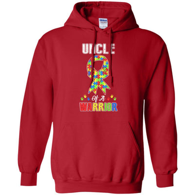 Uncle Of A Warrior Support Autism Awareness Gift-T-Shirt & Hoodie-Pullover Hoodie-Red
