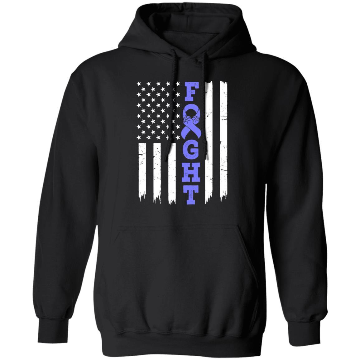 Stomach Cancer Awareness American Flag Distressed-T-Shirt & Hoodie-Pullover Hoodie-Black