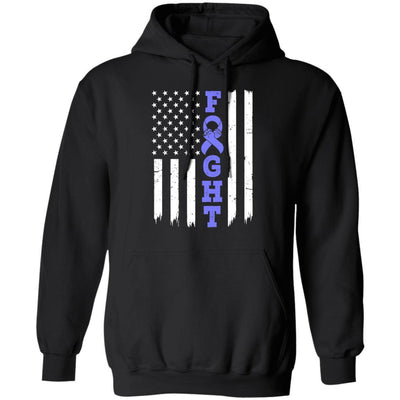 Stomach Cancer Awareness American Flag Distressed-T-Shirt & Hoodie-Pullover Hoodie-Black