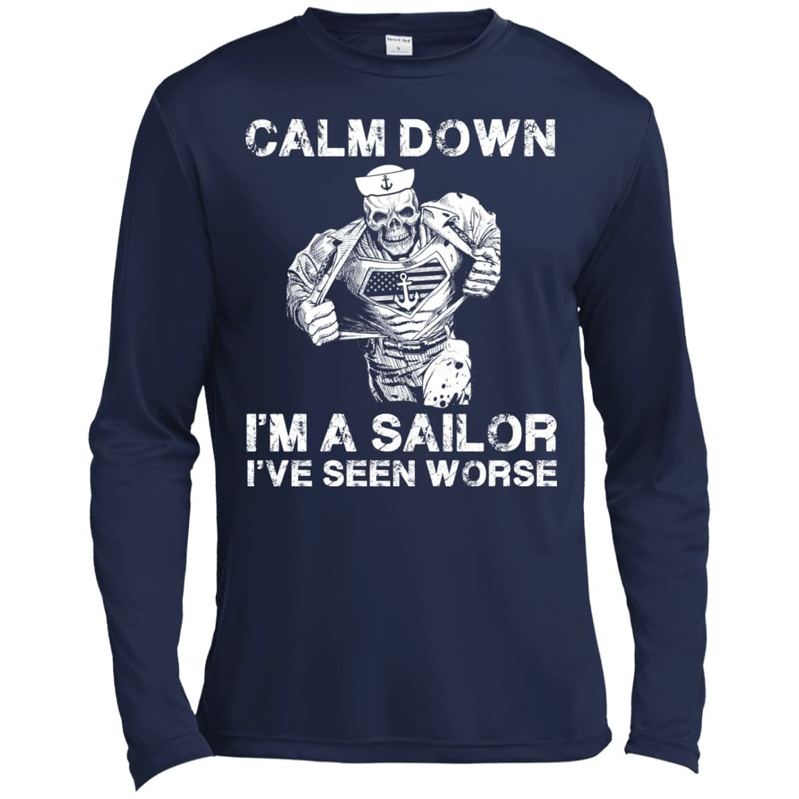 CALM DOWN - IM A SAILOR-T-Shirt & Hoodie-Long Sleeve T-Shirt-Navy