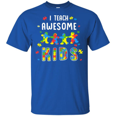 I Teach Awesome Kids Autism Awareness Puzzle Teacher-T-Shirt & Hoodie-Classic T-Shirt-Royal