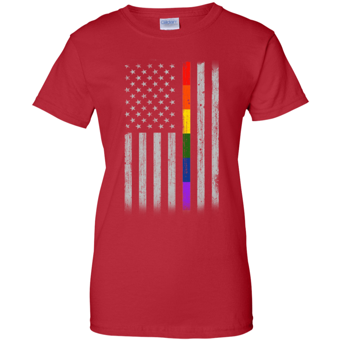 Rainbow Lesbian Gay Pride LGBT America Flag-T-Shirt & Hoodie-Women's T-Shirt-Red