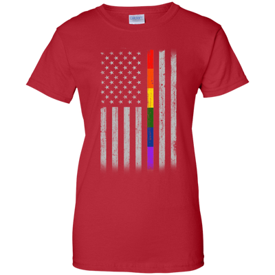 Rainbow Lesbian Gay Pride LGBT America Flag-T-Shirt & Hoodie-Women's T-Shirt-Red