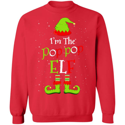 I'm The Pop Pop Elf Family Matching Funny Christmas Group Gift-T-Shirt & Sweatshirt-Crewneck Sweatshirt-Red