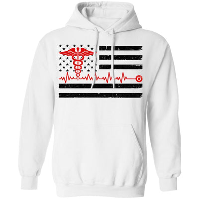 Patriot Apparel Nurse Thin Red Line Nursing Flag-T-Shirt & Hoodie-Pullover Hoodie-White