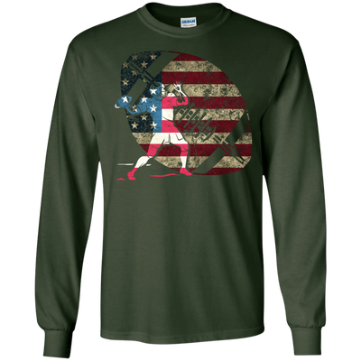 Quarterback Football America Flag-T-Shirt & Hoodie-Long Sleeve T-Shirt-Forest Green