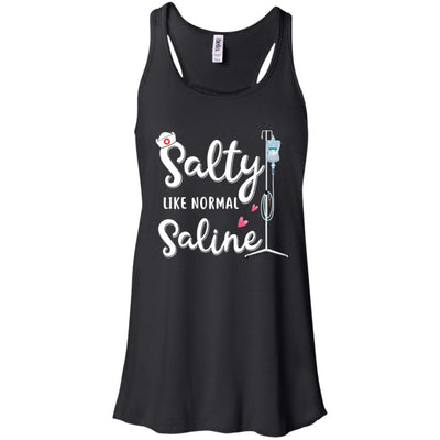 Salty Like Normal Saline Funny Nurse Gift-T-Shirt & Tank Top-Women's Flowy Racerback Tank-Black