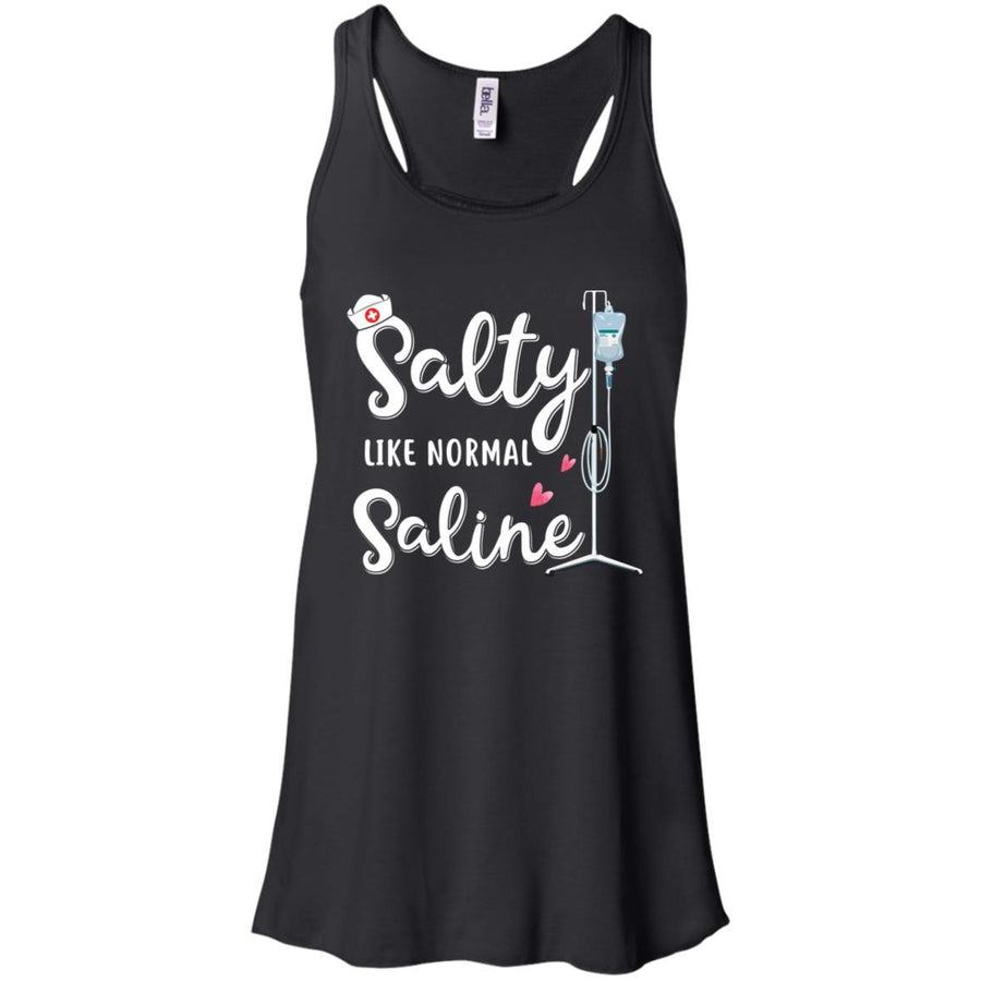 Salty Like Normal Saline Funny Nurse Gift-T-Shirt & Tank Top-Women's Flowy Racerback Tank-Black
